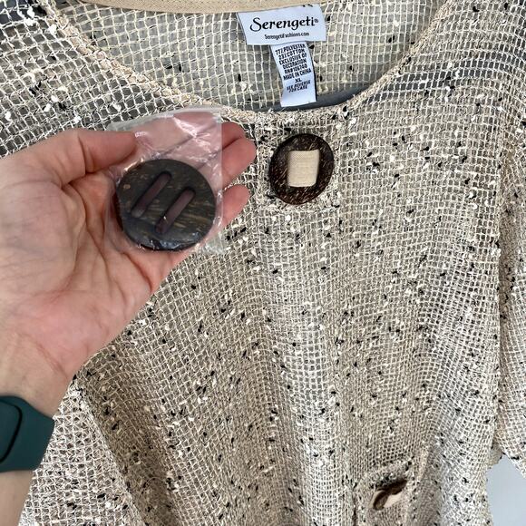 Serengeti Women's Open Box Weave Crochet Boho Festival Flowy Layering Top XL - Picture 8 of 11